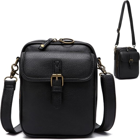 Handbags - Leather Crossbody Bag for Women Vintage Large Capacity Anti Theft Shoulder